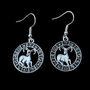 Aries Zodiac Earrings Round